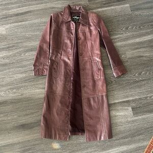 Wilson Leather Trench Coat Brown/ Burgundy
